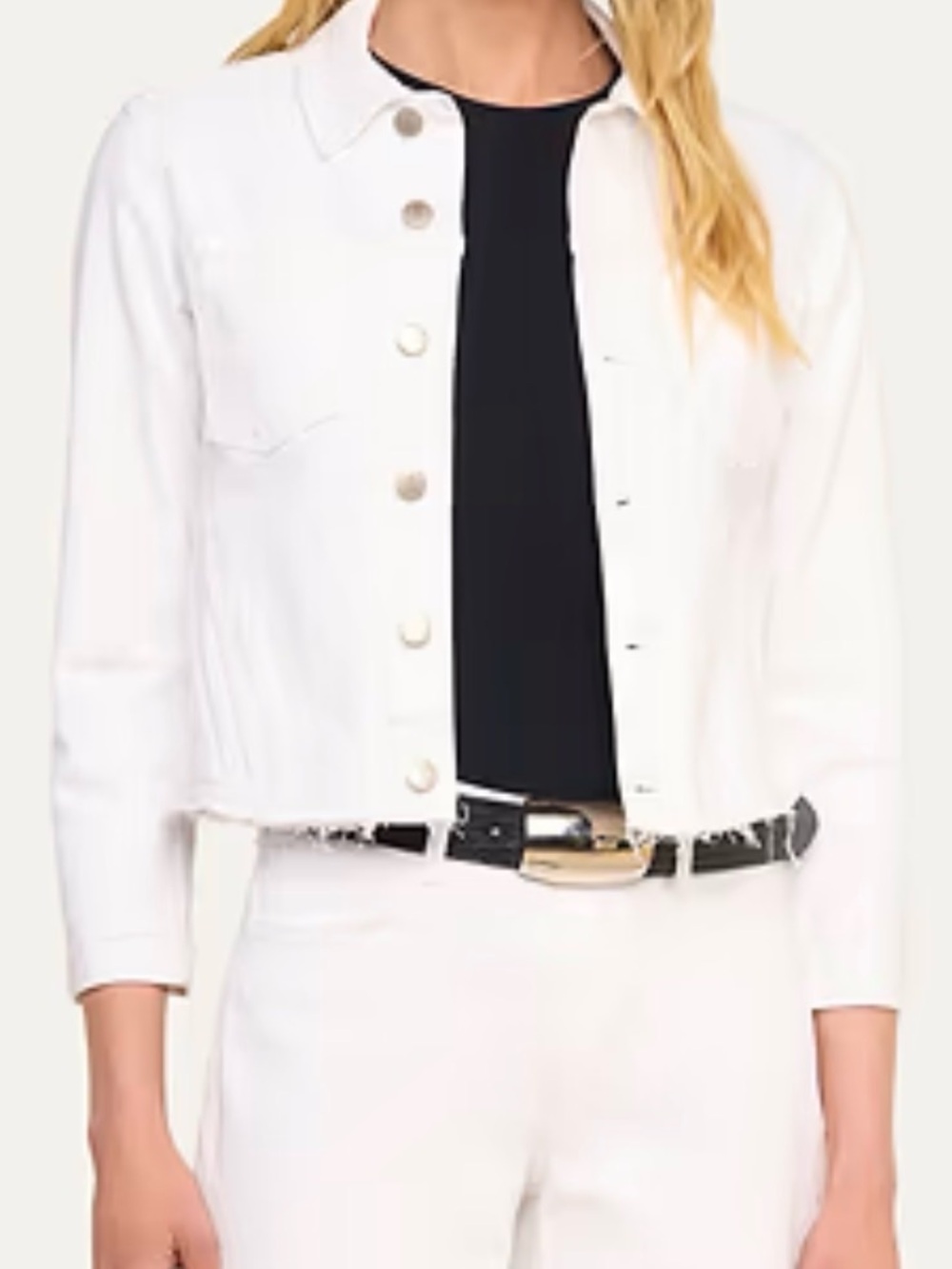 L'AGENCE White Cropped Denim Jacket
Med, missing one snap - below top snap